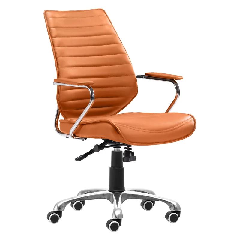 Terracotta Swivel Leatherette Task Chair with Chrome Base