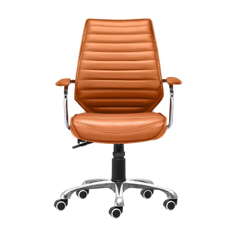 Terracotta Swivel Leatherette Task Chair with Chrome Base