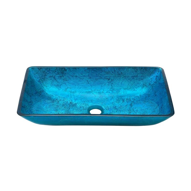 Cascade Rectangular Glass Vessel Sink with Faucet