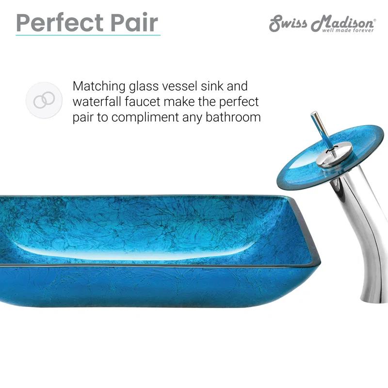 Cascade Rectangular Glass Vessel Sink with Faucet