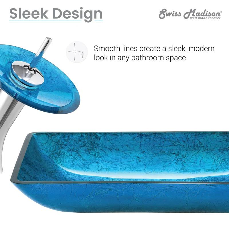 Cascade Rectangular Glass Vessel Sink with Faucet