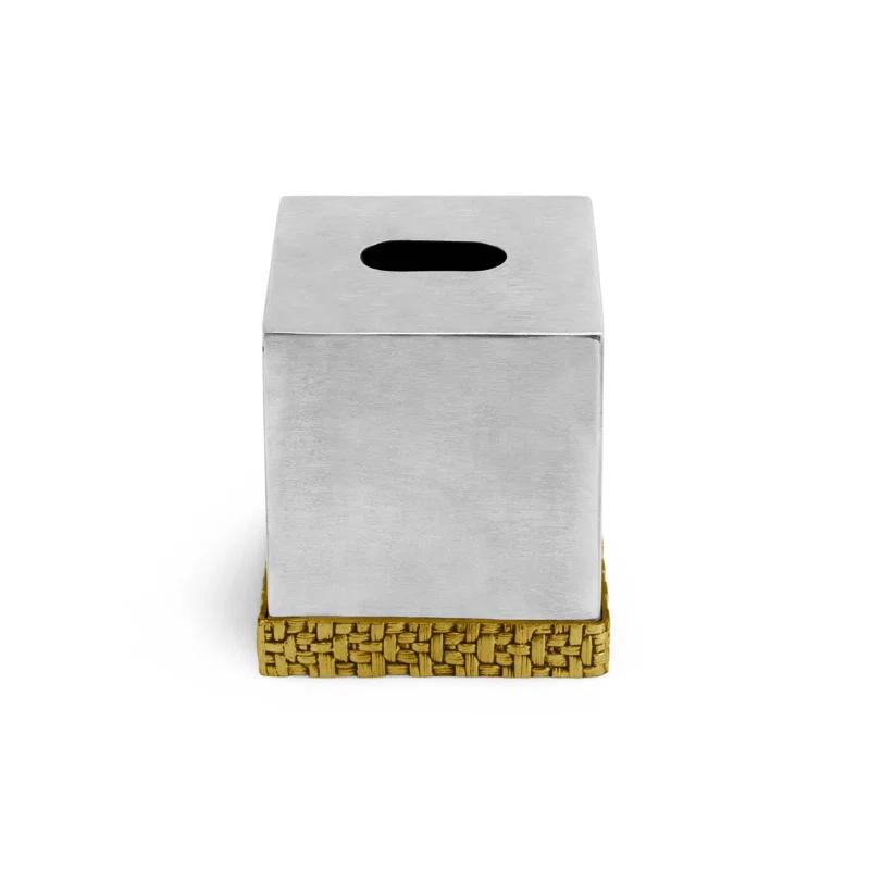 Stainless Steel and Gold Woven Tissue Box Holder