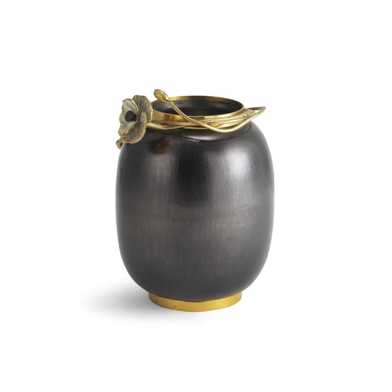 Medium Black and Gold Metal Anemone Vase