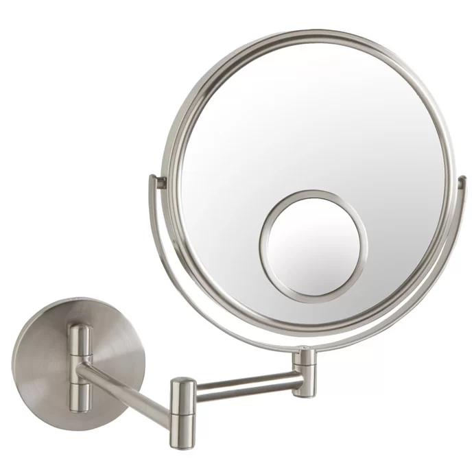 Elegant Nickel Finish 12.5'' Wall Mounted Magnifying Mirror
