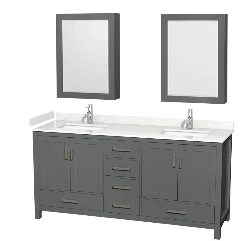 Wyndham Collection Sheffield 79" Freestanding Double Vanity Base Only