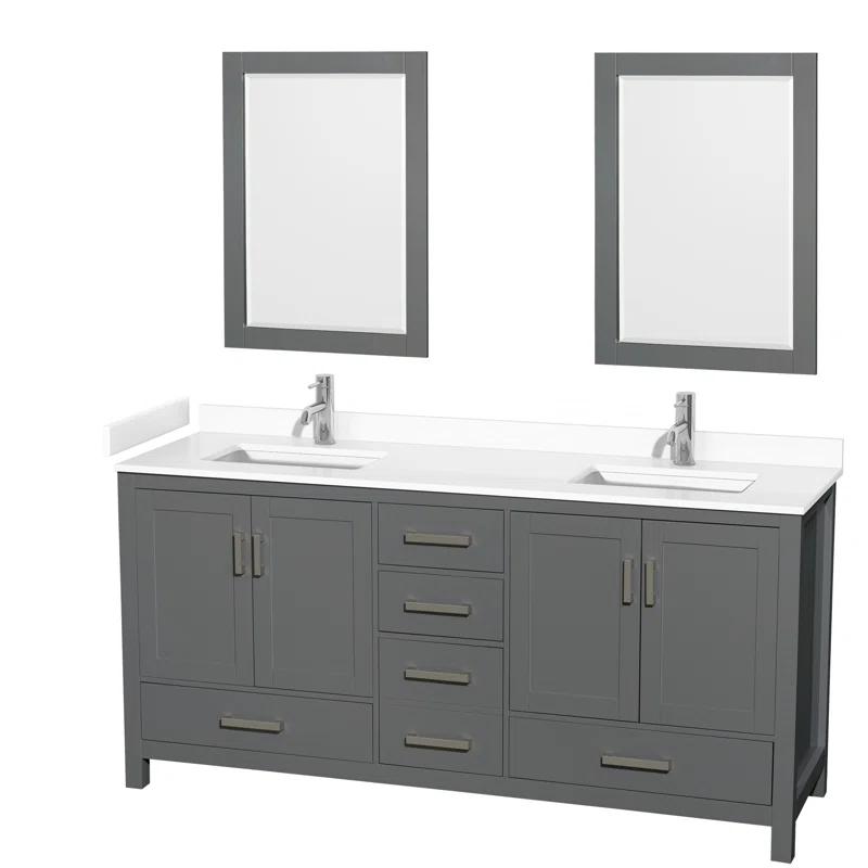Wyndham Collection Sheffield 79" Freestanding Double Vanity Base Only