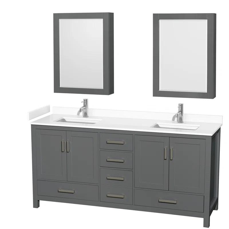 Wyndham Collection Sheffield 79" Freestanding Double Vanity Base Only