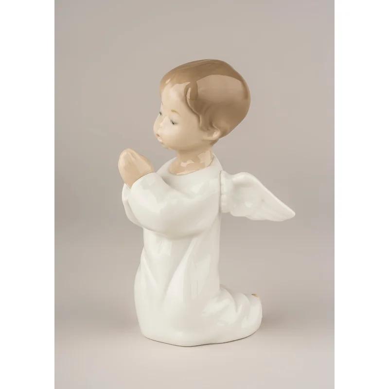 Serene Angel Praying Porcelain Sculpture