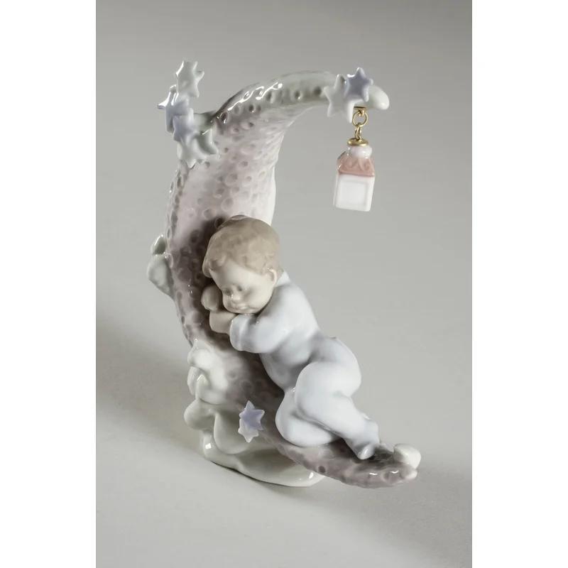 Heavenly Slumber Crescent Moon Porcelain Baby Boy Figurine