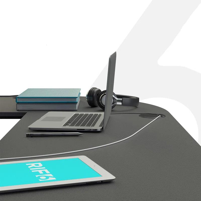 Mohawk Group RIF6 L Shaped Modern Computer Office Desk w/ Keyboard Tray, Easy Assembly