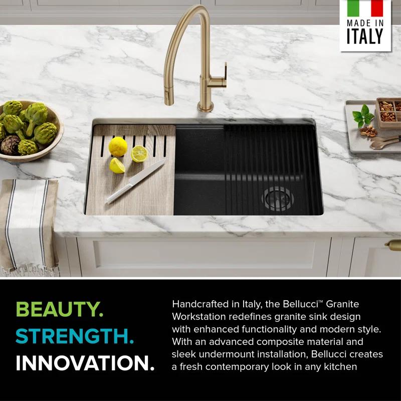 Kraus Bellucci 32 in. Undermount Quartz Composite Single Bowl Kitchen Sink with Accessories