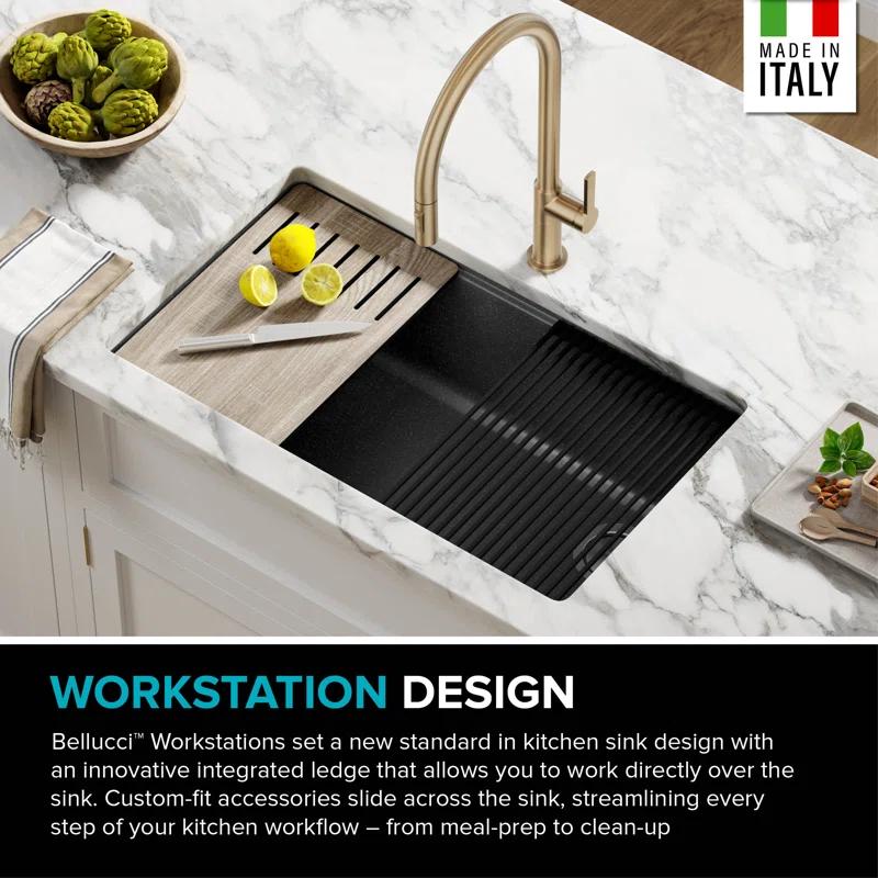 Kraus Bellucci 32 in. Undermount Quartz Composite Single Bowl Kitchen Sink with Accessories