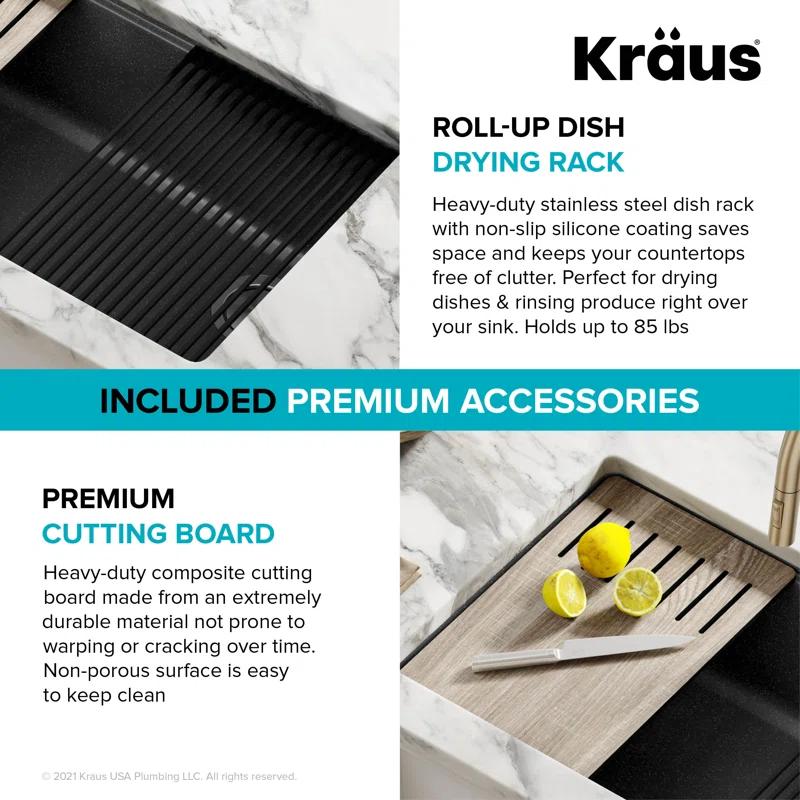 Kraus Bellucci 32 in. Undermount Quartz Composite Single Bowl Kitchen Sink with Accessories