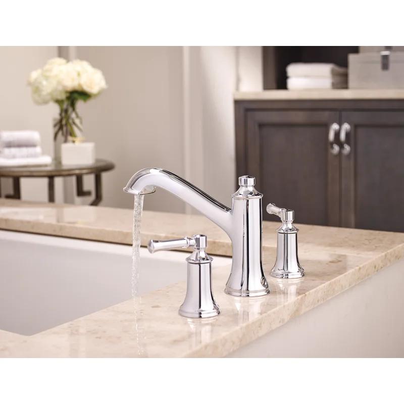Classic Chrome Dual Handle Widespread Deck Mounted Faucet