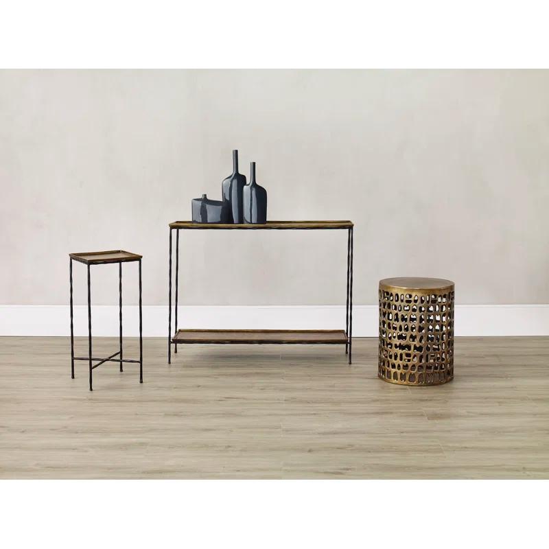 Boyles Extendable Square Black and Brass Drinks Table