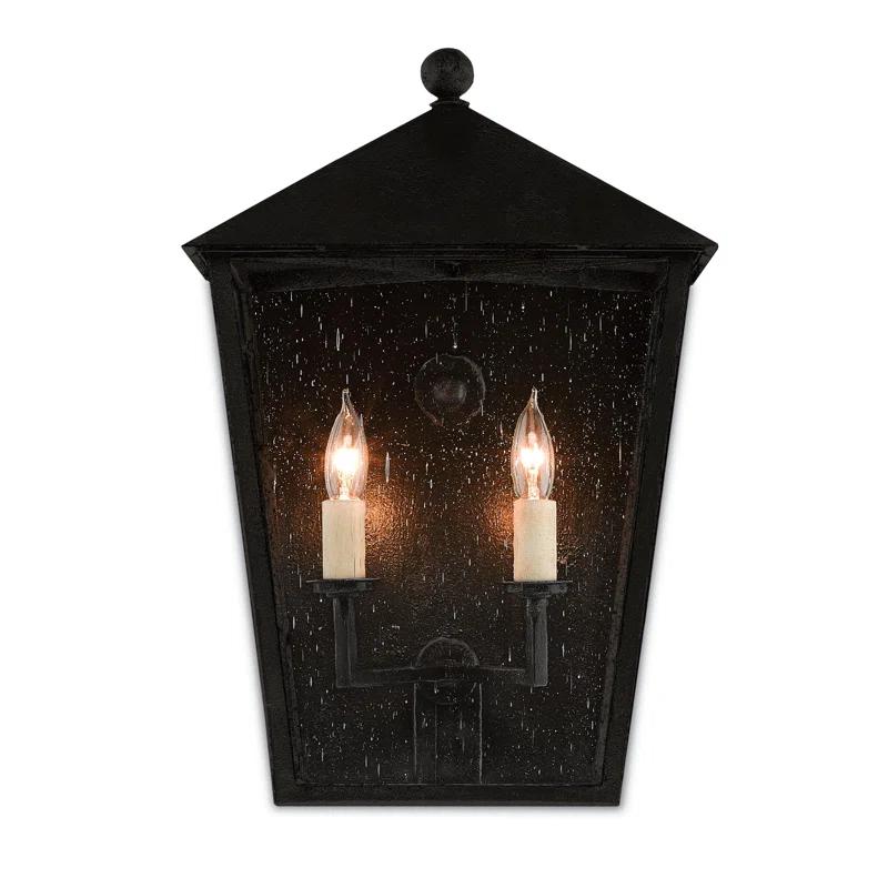 Midnight Black Iron 2-Light Outdoor Wall Lantern
