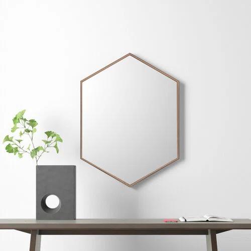 Geometric Bronze Hexagon Full Length Wall Mirror 31"x22"