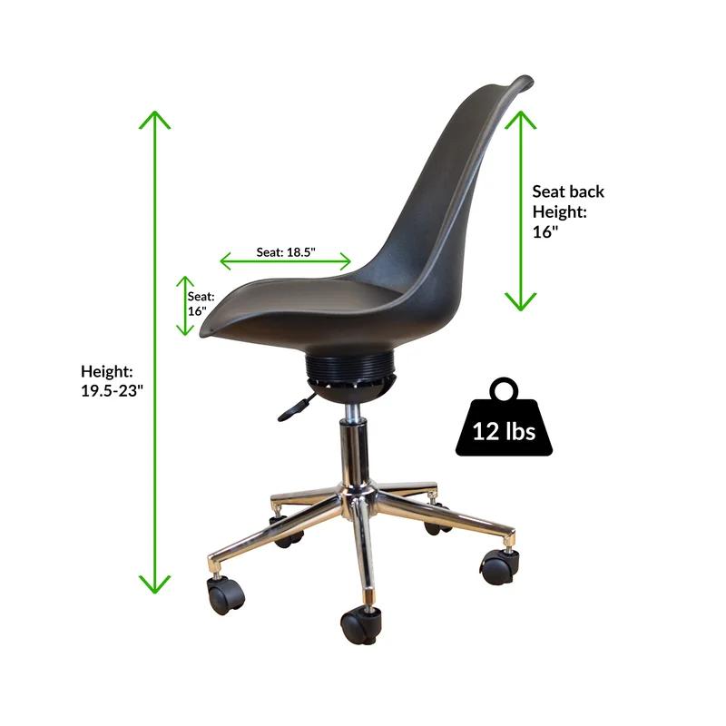 Sleek Black PP & PU Swivel Task Chair with Locking Casters
