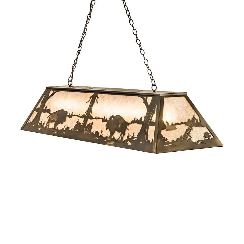 Buffalo Design Copper and Glass Pool Table Pendant