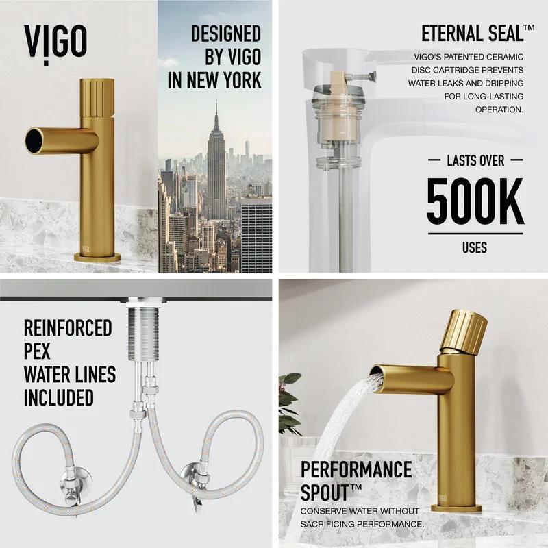 Ashford Matte Brushed Gold High Arc Single-Hole Bathroom Faucet