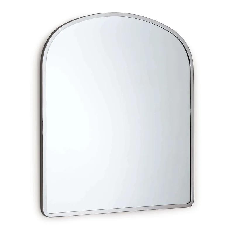 Polished Nickel Arched Dresser Mirror, 26" x 30"