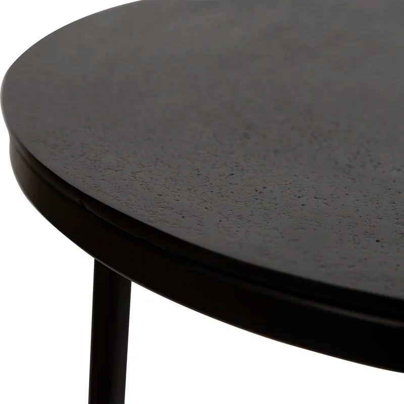Brunei 13'' Aged Black and Bronze Round Wood & Metal Accent Table