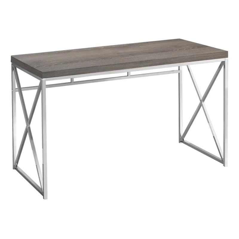 Espresso Particle Board & Chrome Metal Computer Desk with Drawer