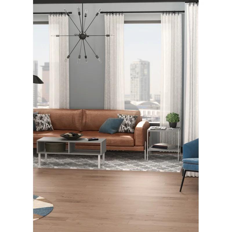 Modern Taupe Wood & Metal Coffee Table with Storage