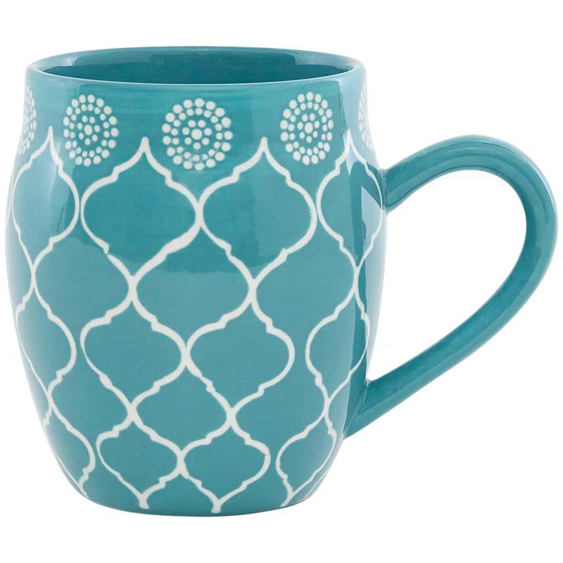 Marcela Floral Turquoise Ceramic Dinnerware Set, Service for 4