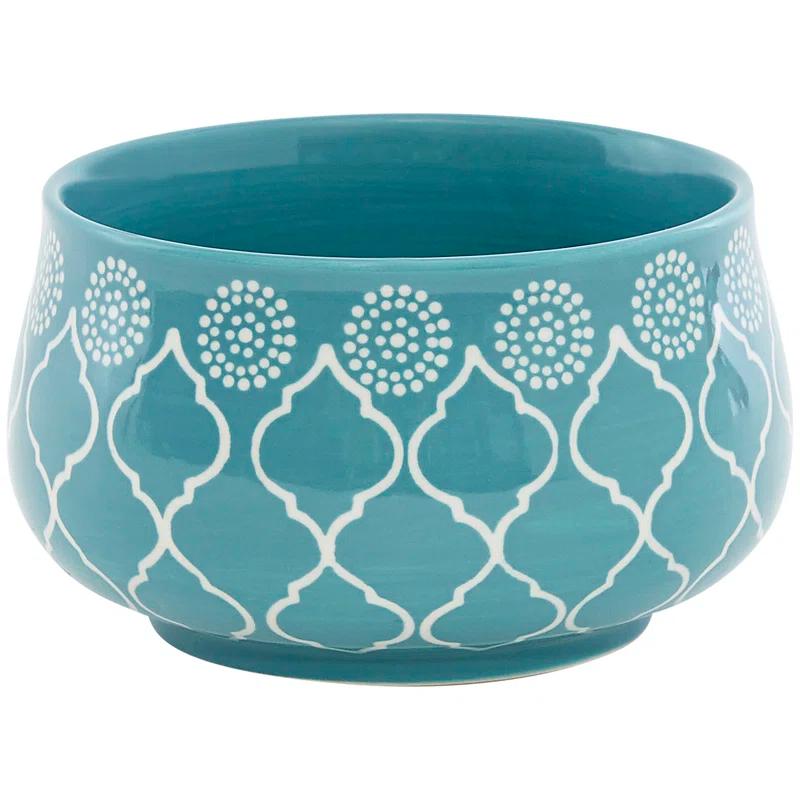 Marcela Floral Turquoise Ceramic Dinnerware Set, Service for 4