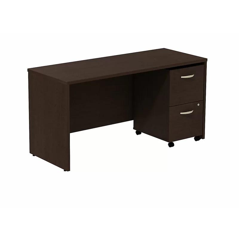 Mocha Cherry 60" Executive Desk with 2-Drawer Mobile Pedestal