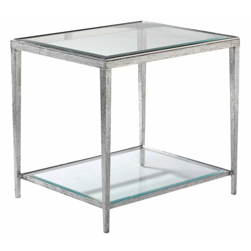 Nickel Rectangular Glass Top End Table