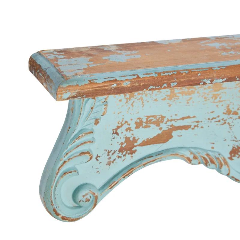 Ophelia & Co. Wood 1 Shelf Scroll Blue Wall Shelf