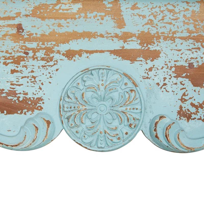 Ophelia & Co. Wood 1 Shelf Scroll Blue Wall Shelf