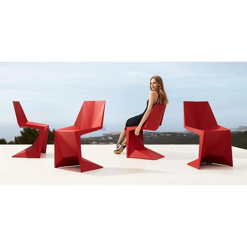 Karim Rashid Red Matte Polypropylene Armless Dining Chair Set