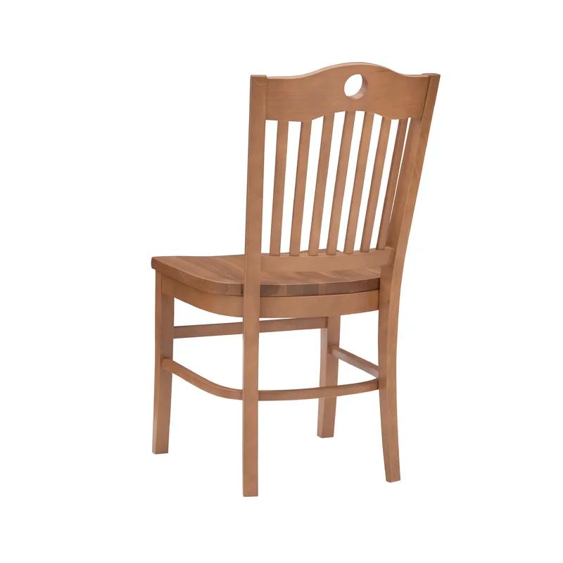 Set of 2 Timeless Brown Beechwood Slat-Back Dining Chairs