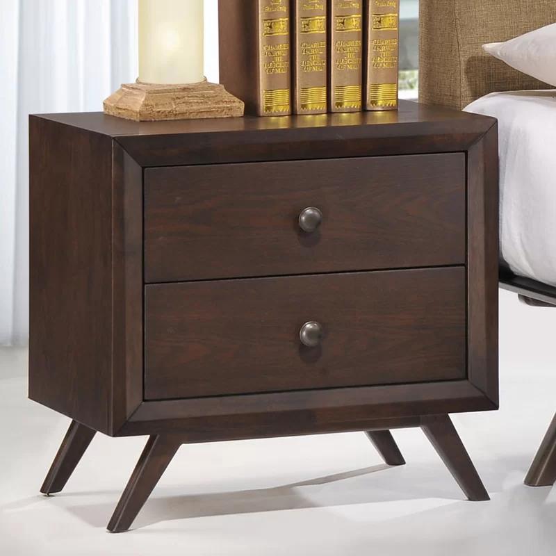 Tracy Toffee Brown Mid-Century 2-Drawer Nightstand