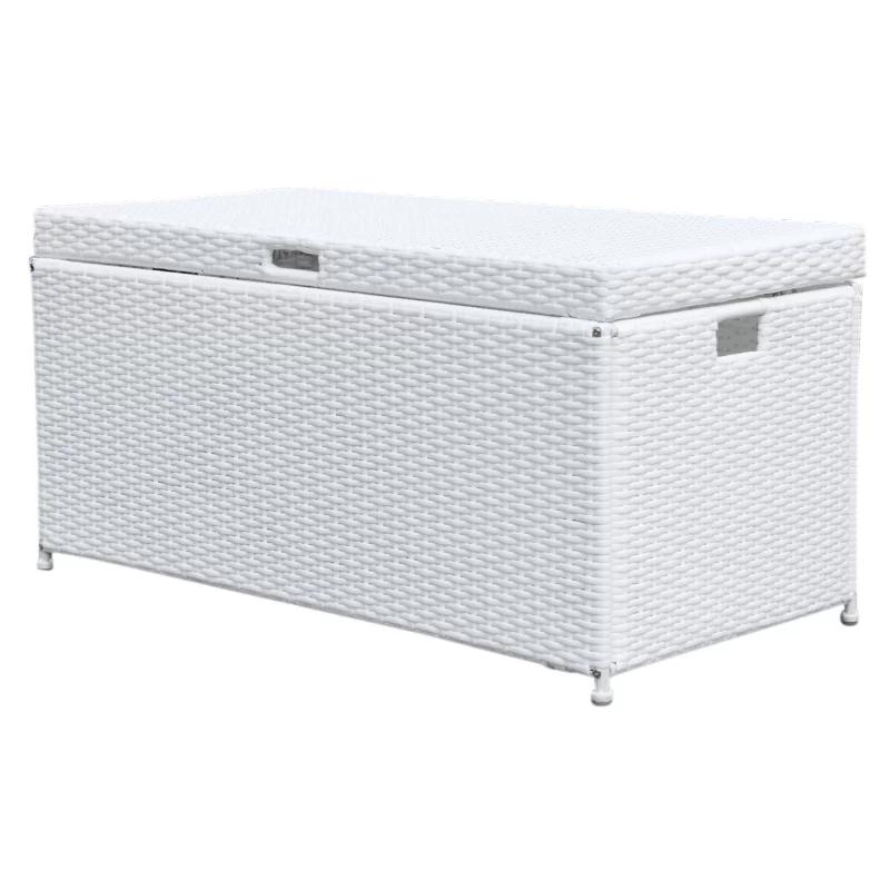 White Wicker 70 Gallon Outdoor Deck Box