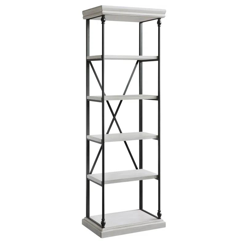 Rosalind Wheeler Bork 77" H x 24" W Iron Etagere Bookcase | Wayfair