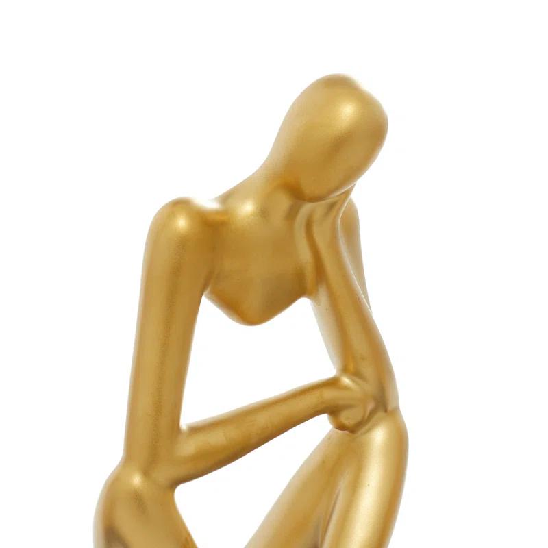 CosmoLiving by Cosmopolitan Porcelain Ceramic Sitting Thinker People Decorative Sculpture Set