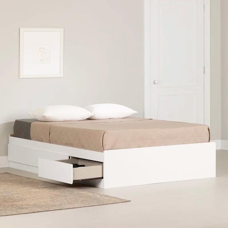 Pure White Fusion Full/Double Bed with 3 Storage Drawers