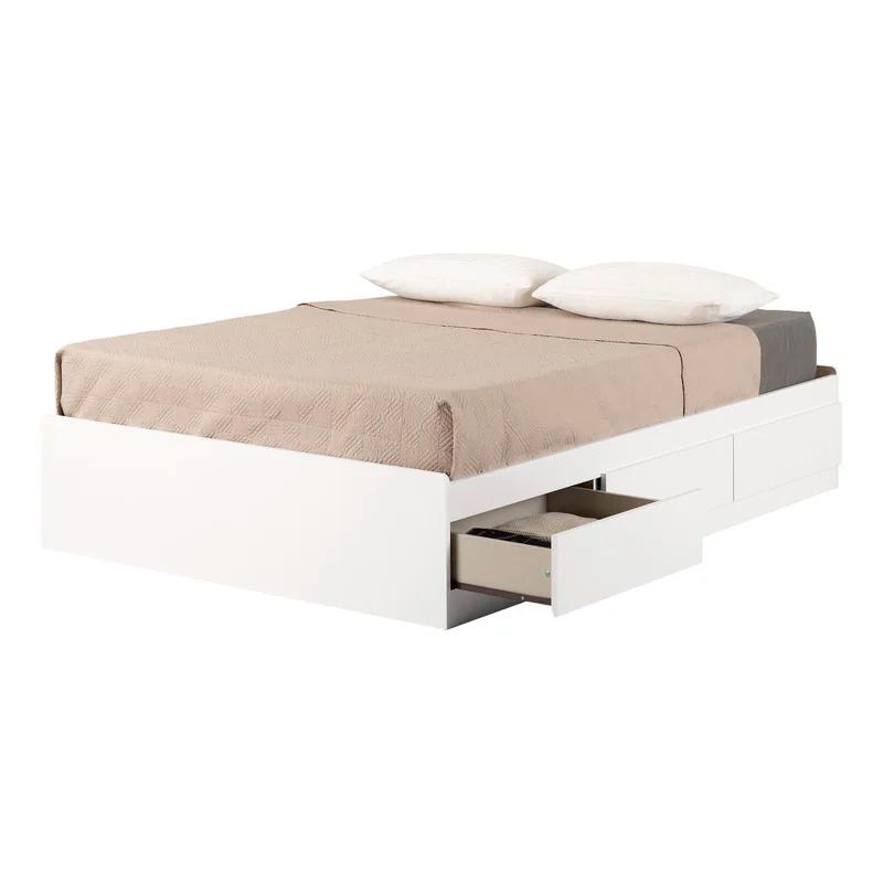 Pure White Fusion Full/Double Bed with 3 Storage Drawers