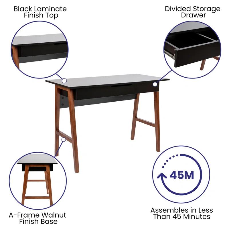 Zipcode Design™ Ferebee Home Office Writing Computer Desk with Drawer - Table Desk