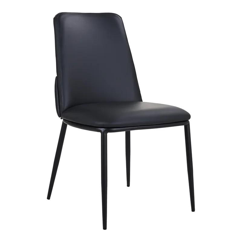 Douglas Contemporary Black Genuine Leather Side Chair