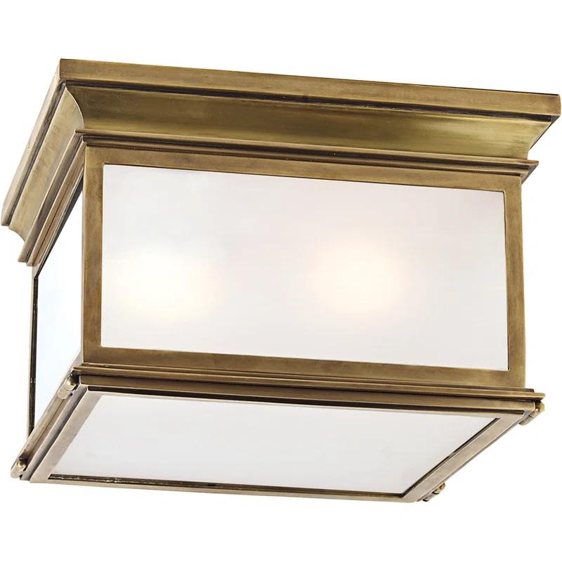 Antique Brass and Clear Glass 13" Flush Mount Light