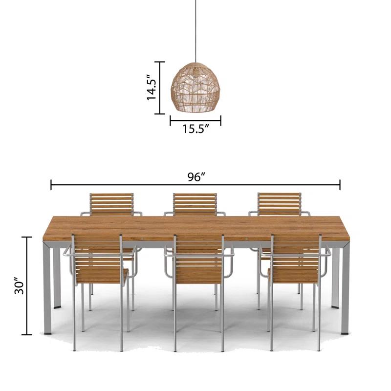 Mistana™ 15.5" Ames Metal and Woven Hemp Rope Hanging Pendant, Brown