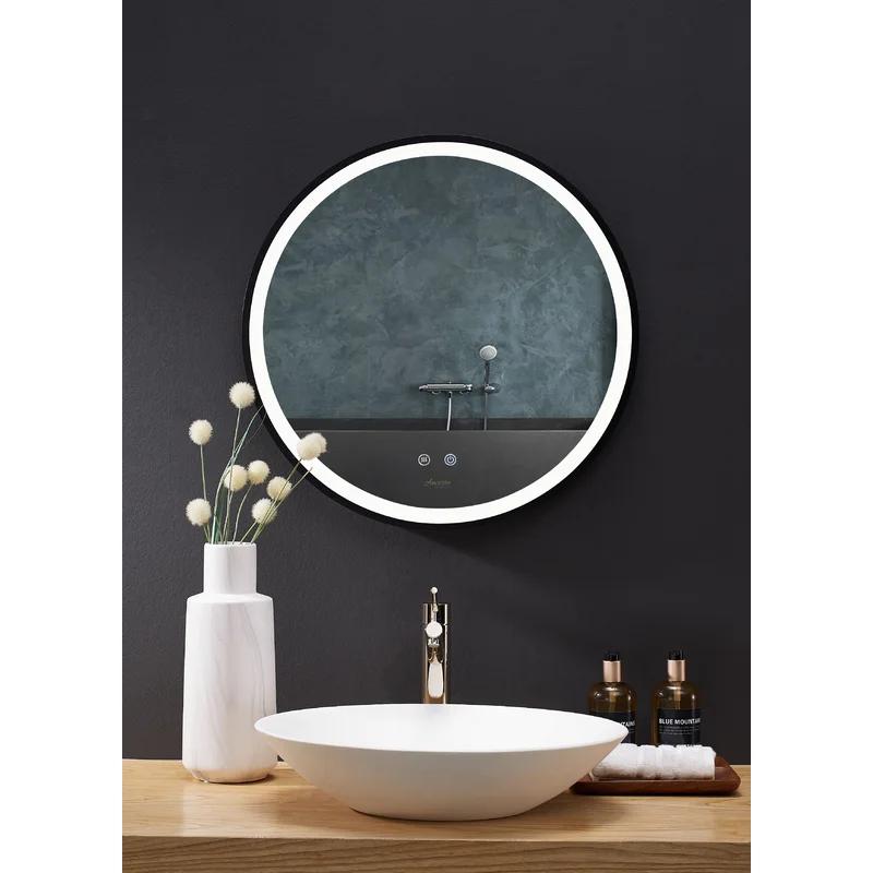 Cirque 24" Round Frameless LED Vanity Bathroom Mirror with Defogger