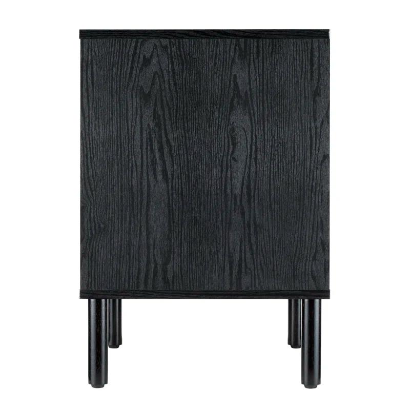 Sango Sango Merk 2-Drawer Solid Wood Nightstand, Drawers With Horizontal & Vertical Grooves