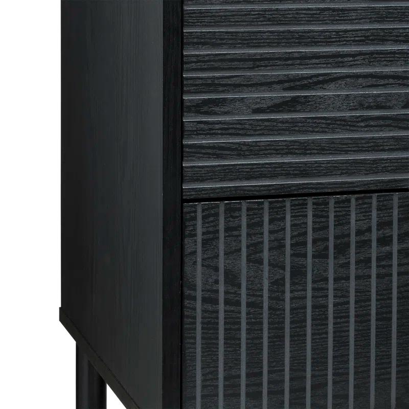 Sango Sango Merk 2-Drawer Solid Wood Nightstand, Drawers With Horizontal & Vertical Grooves