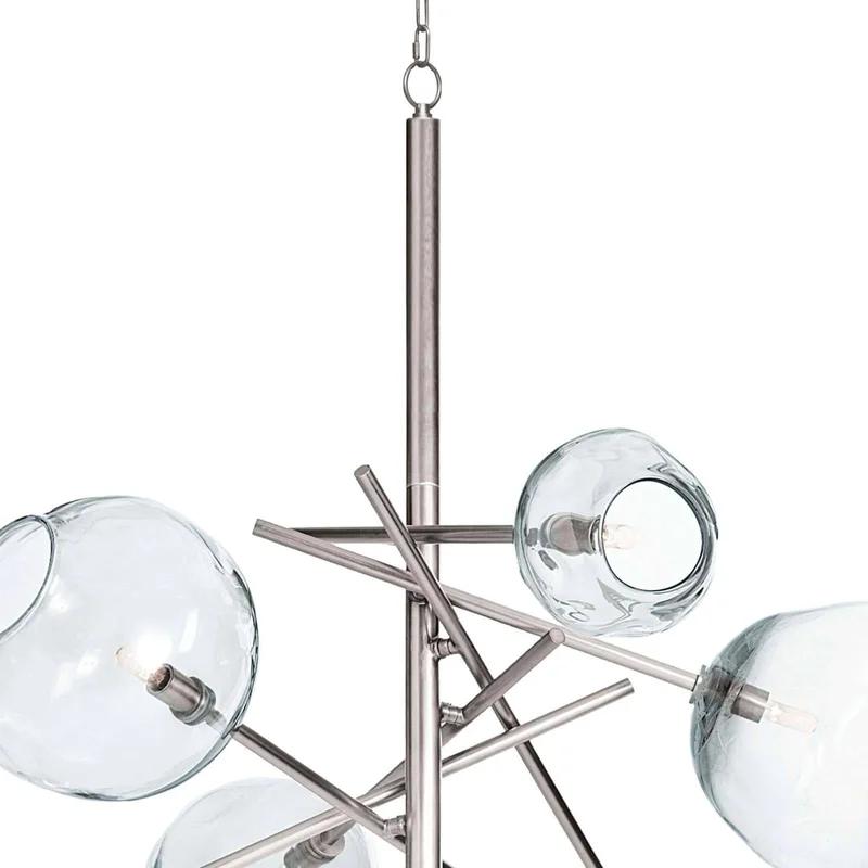 Elegant 6-Light Polished Nickel & Crystal Glass Chandelier